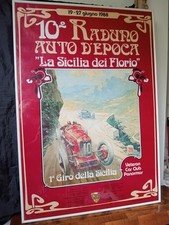 Grande manifesto Originale Anni 80 " Auto D Epoca ASI Florio Giro Di Sicilia 