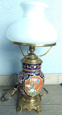 Vase Longwy Ancienne Decor Japonisant Monté En Lampe