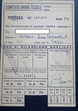 TESSERA COMITATO UNRRA TESSILE