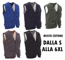 Taglie Forti Uomo Gilet Smanicato Cotone Multitasche Big Size Over No Maxfort