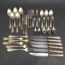 Posate F. Broggi con incisione Scuole di volo, 32 pezzi con alcune incrostazioni