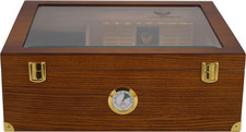 Humidor Umidificatore per 100 Sigari in Marrone, Finestra Di Vetro