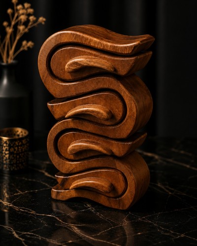 Handmade wooden jewellery box - wooden,