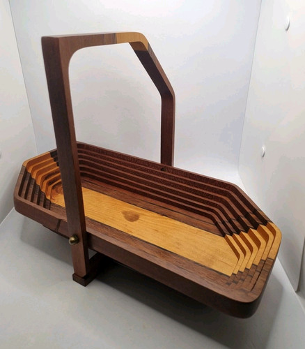 Vintage folding wooden basket - folding,