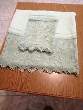 Asciugamano di puro lino  1 più 1 con bordo all'uncinetto