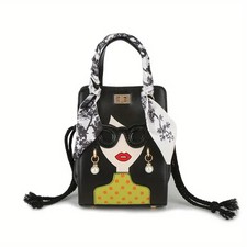 Borsa a Tracolla Chic con Design Occhiali Cartoon per Donne