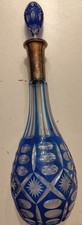 BOTTIGLIA IN CRISTALLO BOEMIA BLEU BIEDERMEIER COLLO ARGENTO