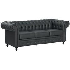 HOMCOM Divano 3 Posti Stile Chesterfield Trapuntato in Finta Pelle Nero