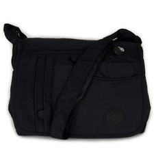 Borsa tracolla donna nera giornaliera capiente grande di tela leggera da ufficio