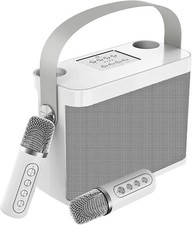 Karaoke con microfono professionale, bluetooth senza fili altoparlante con 2 mic
