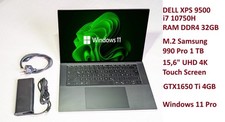 Dell XPS 15 i7 10th 32GB 1TB SSD UHD 4K touch GTX1650 Ti laptop game work