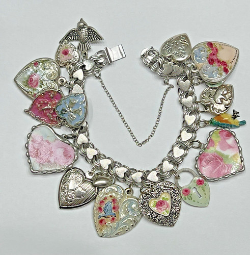 Bracciale vintage cuore - cuore, puffy