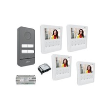 Kit Videocitofono quadrifamiliare came con Monitor vivavoce 4 famiglie a colori