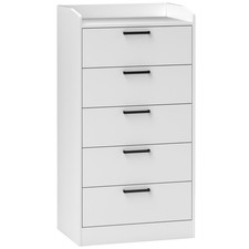 HOMCOM Cassettiera 5 Cassetti Intercambiabili in Legno 60x40x114 cm Bianco