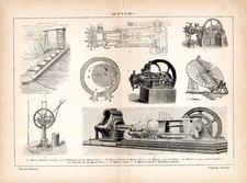 Stampa antica MOTORI di vario genere a gas ad acetilene solare 1910 Old print