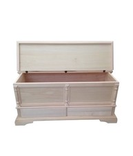 CASSAPANCA LEGNO 2 CASSETTI CON COLONNE GREZZO 120x46x51 (5006).