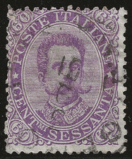 1889 Regno d'Italia - 60 cent. Umberto I violetto Sassone 47 usato