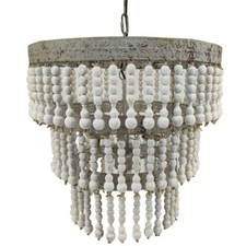 LAMPADARIO PERLE LEGNO BIANCO