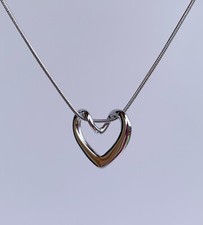 Collana cuore intrecciato acciaio lucido color argento donna ragazza 40cm+5cm