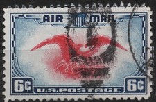 #C23 SGA845 1938 6c US Posta Aerea Aquila Calva, Stemma, Usato