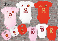 COMPLETINO BODY BAVAGLINO NEONATO AC ROMA PERSONALIZZATO CON NOME IDEA REGALO