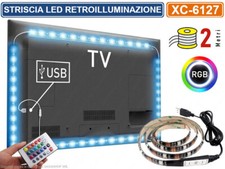 STRISCIA LED PER RETROILLUMINAZIONE TV E MONITOR RGB SMD 5050 2 METRI USB DC-5V