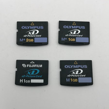 Lot of 4 XD Picture Cards – Olympus / Fujifilm – M+ 2GB, M+ 1GB, H 1GB, M 1GB