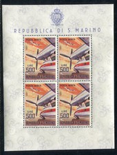 1965 San Marino foglietto 500 lire Posta Aerea nuovo ** MNH perfetto