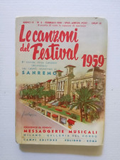 LE CANZONI DEL FESTIVAL 1959 : libretto Messaggerie Musicali Milano