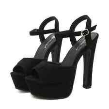 Sandali tacco plateau 14 cm nero pelle sintetica comodi eleganti 9282