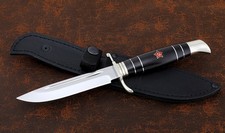 Coltello finlandese NKVD acciaio 95X18 manico carpino nero con stella rossa cupronichel