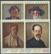 ROMANIA 1972 ARTE QUADRI DI PITTORI DIVERSI 4 VAL. Cat.M.3044-47