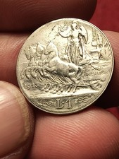 1 LIRA 1913 - QUADRIGA VELOCE Regno D' ITALIA  VITTORIO EMANUELE III Argento 
