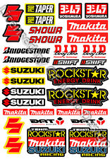 Set adesivi RM RM-Z RMZ 34x49 cm foglio grande 32 adesivi Suzuki Makita XL /197