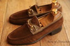 Mocassini Gucci marroni pelle scamosciata ottone punta scarpe basse donna UK 7 US 10 EU 40