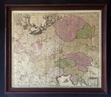 Carta Geografica Mappa ORIGINALE Antica - Germania Austriaca  1720