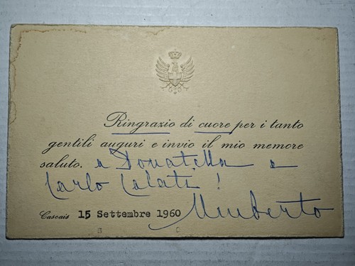 Autografo umberto savoia - autografo, di