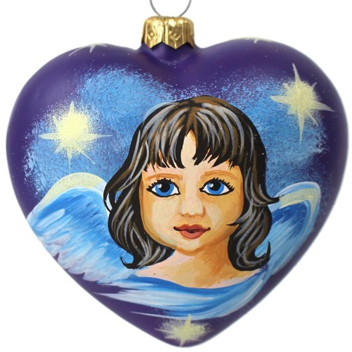 Vetro cuore angelo ciondolo - cuore,