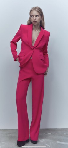 Blazer rosa fucsia zara - fucsia, 100%