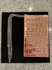 CUSTODIA TELEFONO ALEXANDER MCQUEEN MINI SKULL ORO ROSA COCCODRILLO pelle goffrata