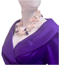 Collana multifilo con perle d'acqua dolce barocche ametista 19" chiusura in argento 925