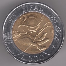Moneta Italia 500 Lire 1998