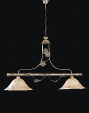 lampadario 2 luci bilancia primavera classic ferro battuto vetro decorato