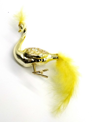 A173 gold glass swan - swan, bird