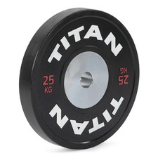 Titan Fitness 25 KG Piastre Paracolpi Singole Elite Competizione, Piastra Olimpica Nera