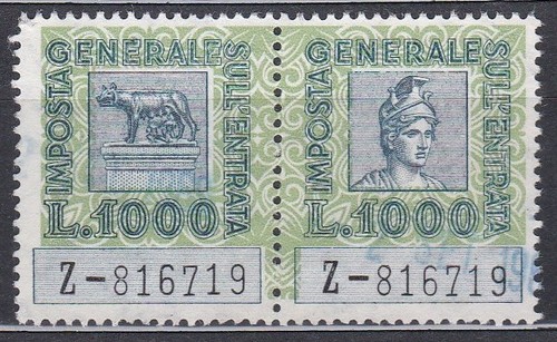 Italia 1961 marca da - da, bollo