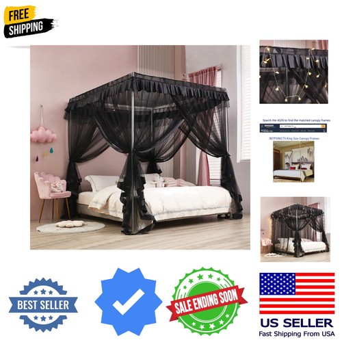 Tettoia letto nera - letto, a