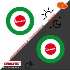Adesivi rifrangenti bandiera Italia vespa italian flag Sticker reflective 2 pz. 
