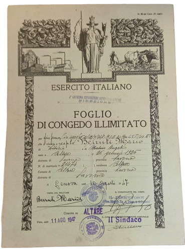 Altare savona 1947 foglio di - savona,