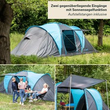 Skandika Hammerfest 4 Sleeper Protect Tenda Famiglia Cupola 2 Cabine Blu NUOVO
